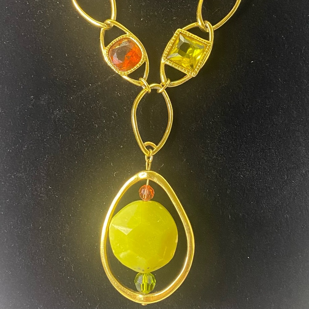 💎💍 SALE Swarovski Vintage Necklace Green, Orange & Purple Gemstones.